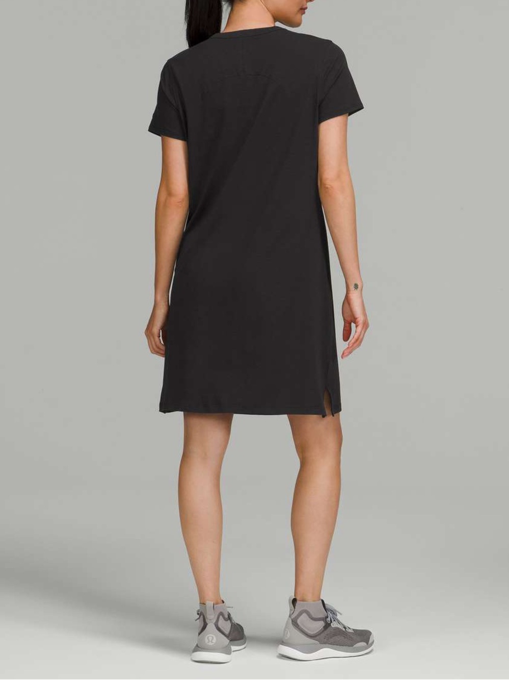 Lululemon Black Cotton Blend T-Shirt Dress Size 10 Classic Fit Stretch - Picture 2 of 6